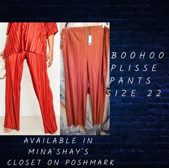 Boohoo Plus Pants - BOOHOO plus size plisse pants